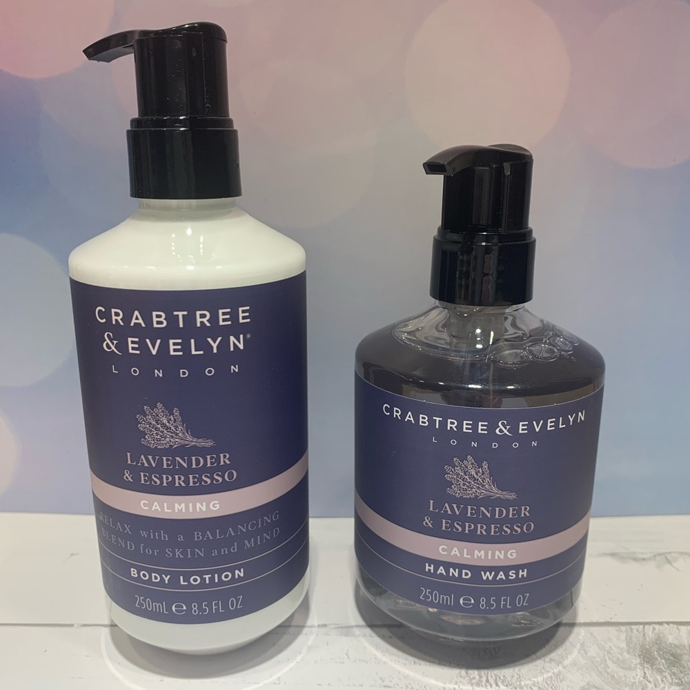 Bundle of 2 Crabtree & Evelyn LAVENDER ESPRESSO Body Lotion & Hand Wash
